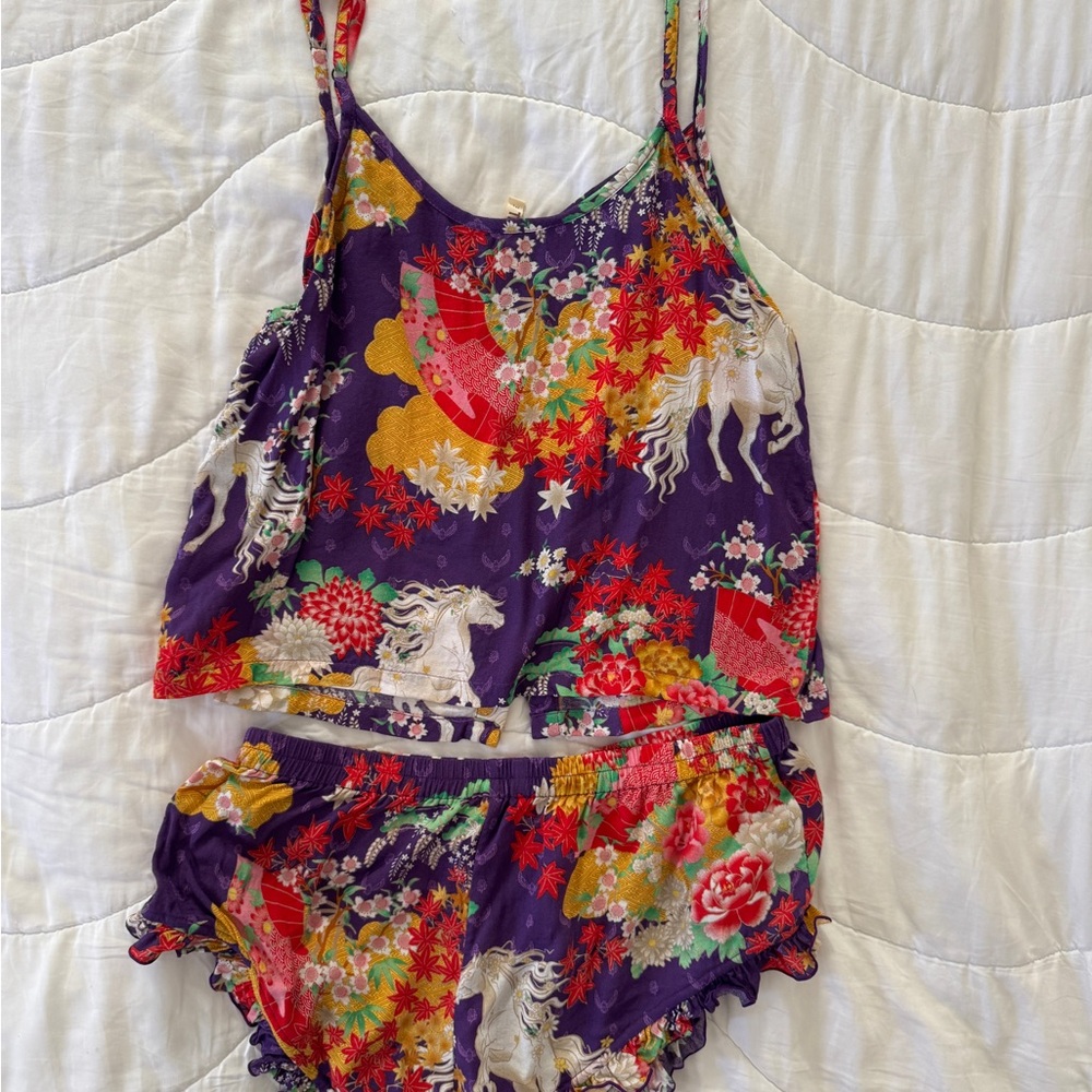SPELL Wild Horses Lounge PJ Set NWOT - Picture 3 of 4